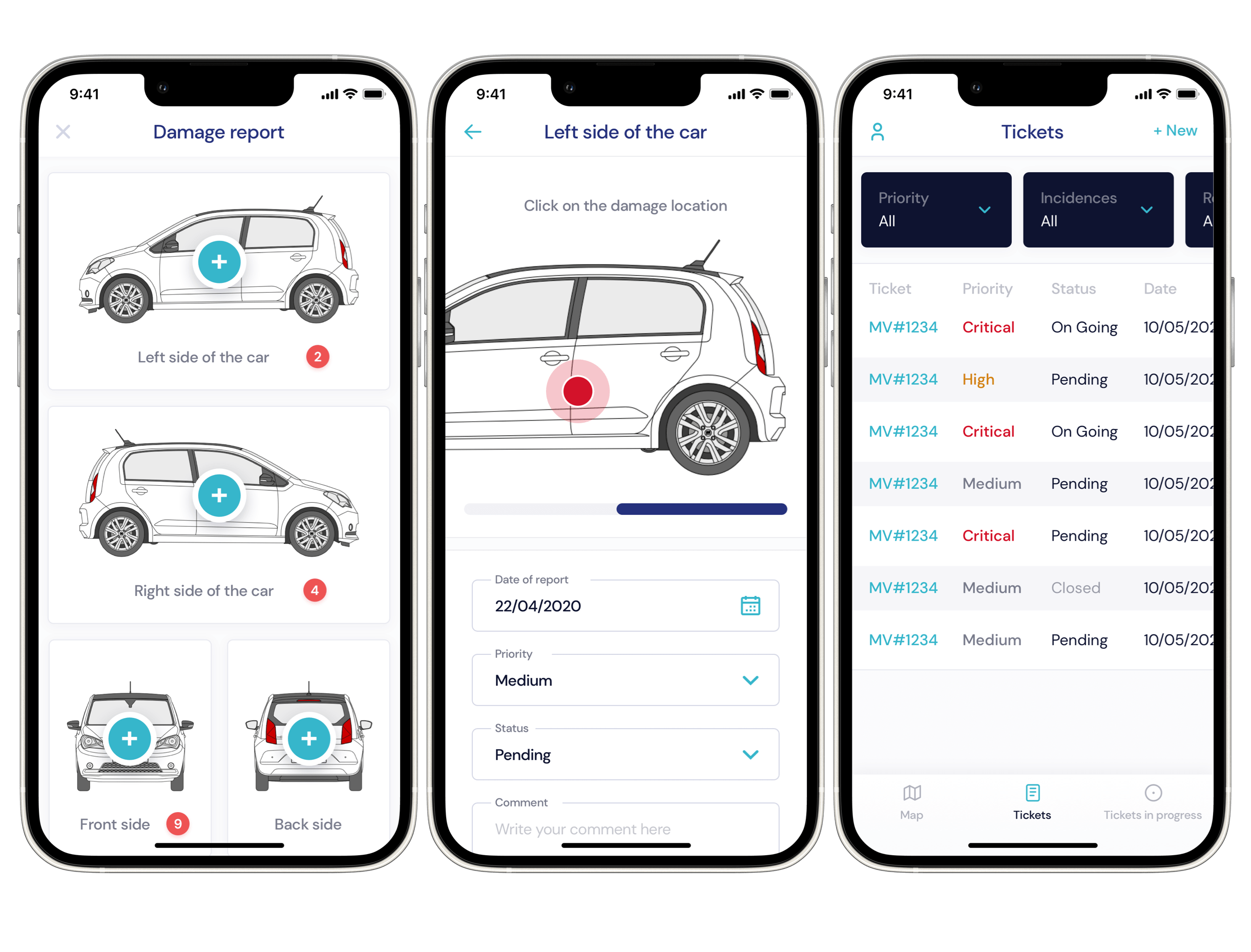 Car Sharing app mockup